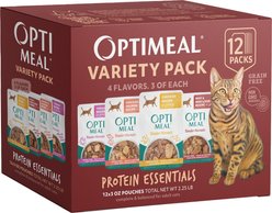 Optimeal Grain-Free Variety Pack Savory Protein Selection Chicken, Turkey & Beef Wet Cat Food, 3-oz pouch, case of 12