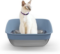 Litter Genie Platinum Stainless Steel Cat Litter Box, Blue
