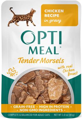Optimeal Grain-Free Tender Morsels Chicken Recipe with Real Chicken Breast in Gravy Adult Wet Cat Food, 3-oz pouch, case of 12