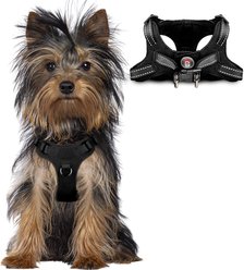 BARKBAY Adjustable Reflective Step In No Pull Small & Medium Dog Vest Harness, Black, XX-Small: 10.5 to 13-in chest