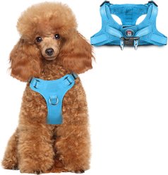 BARKBAY Adjustable Reflective Step In No Pull Small & Medium Dog Vest Harness, Blue, X-Small: 13 to 17-in chest