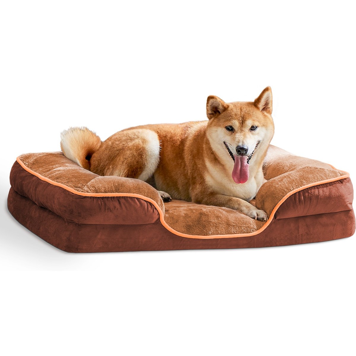 Zeus & Ruta Washable Dog Bed, Brown, Medium