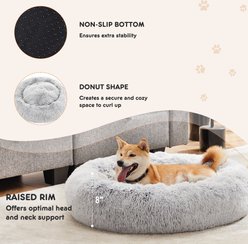 Zeus & Ruta Fluffy Plush Dog Bed, Grey, X-Large slide 2 of 6