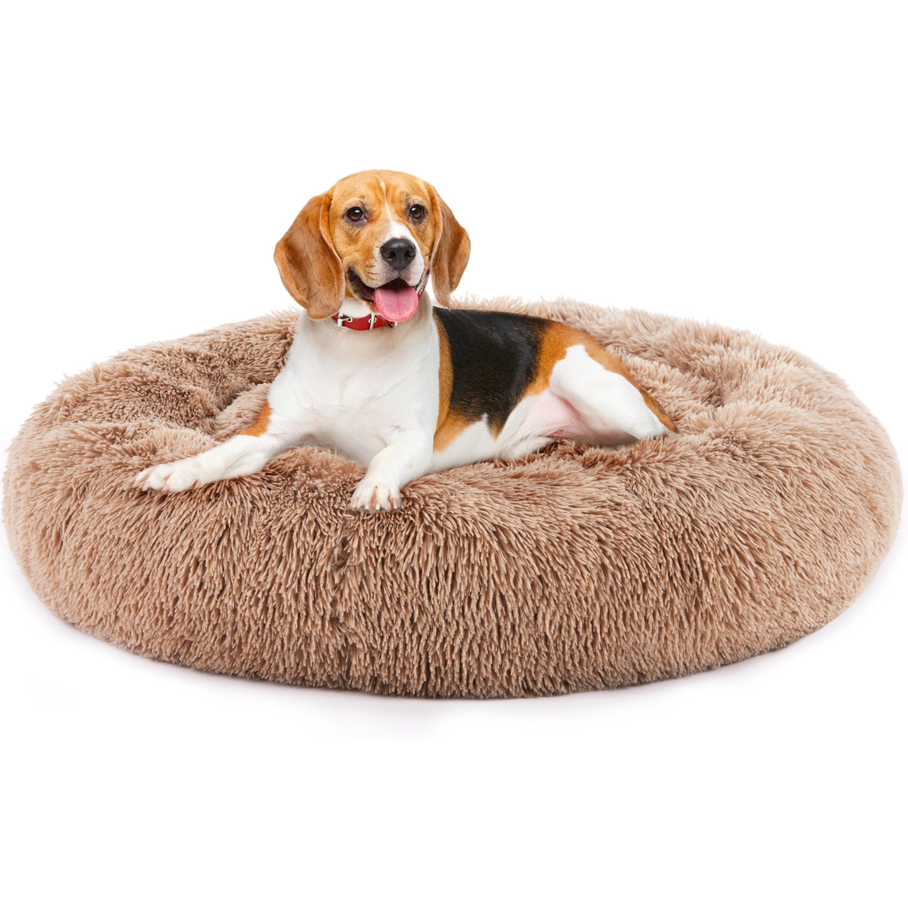 Zeus & Ruta Fluffy Plush Dog Bed, Brown, Small