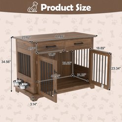 Zeus & Ruta Wooden Dog Crate with Storage, Brown slide 2 of 6