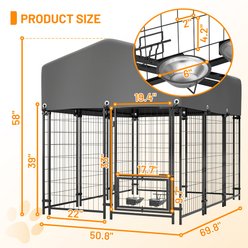 Zeus & Ruta Heavy Duty Dog Crate with Rotating Feeder, Grey slide 2 of 8