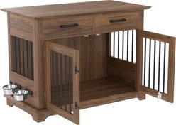 Zeus & Ruta Wooden Dog Crate with Storage, Brown