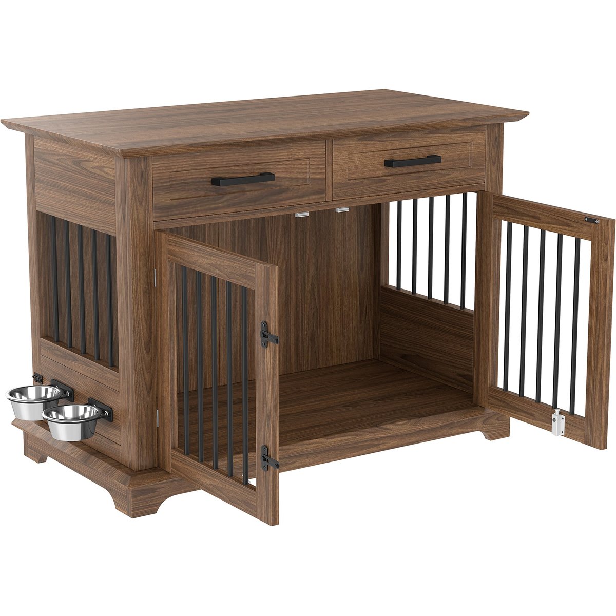 Zeus & Ruta Wooden Dog Crate with Storage, Brown