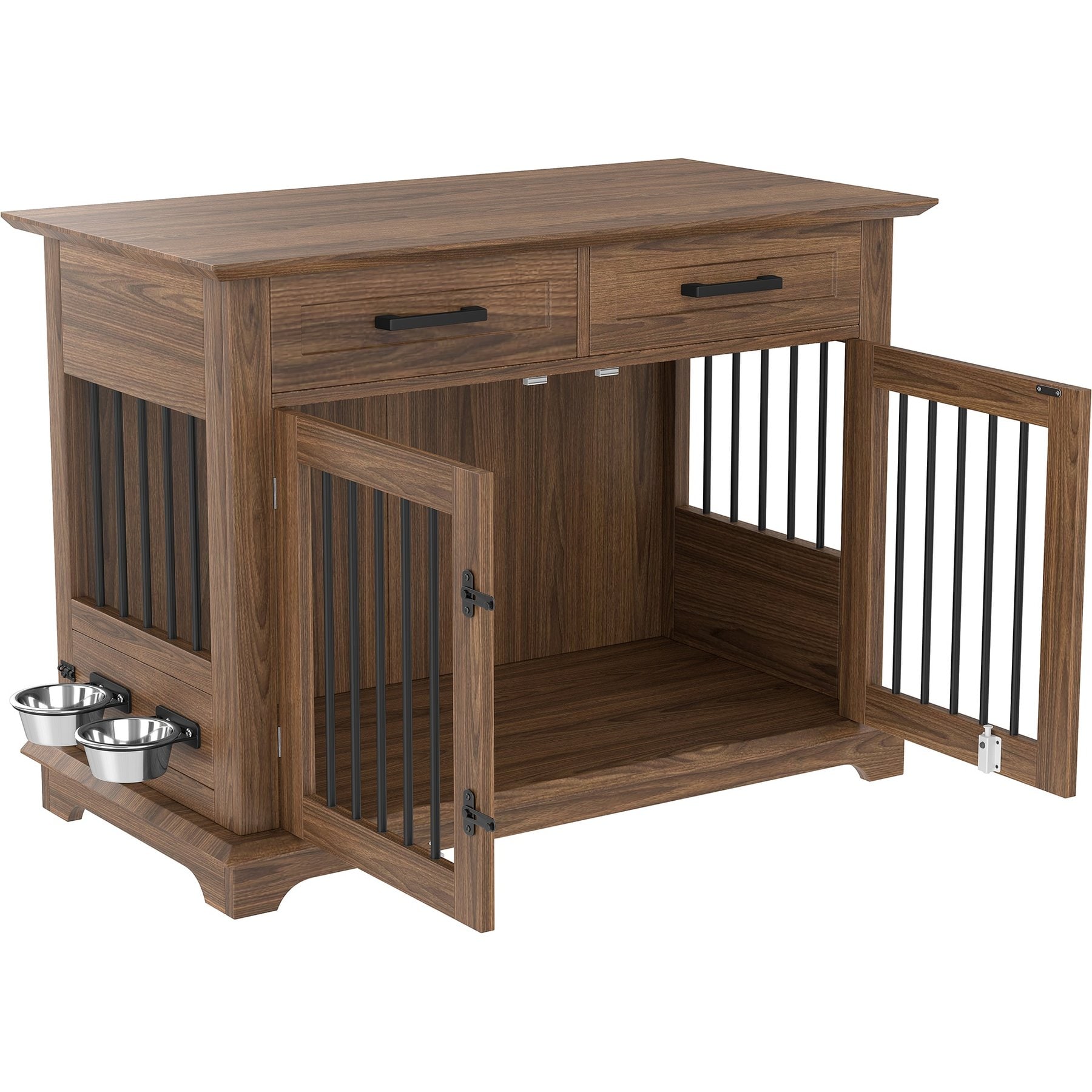 Zeus & Ruta Wooden Dog Crate with Storage, Brown