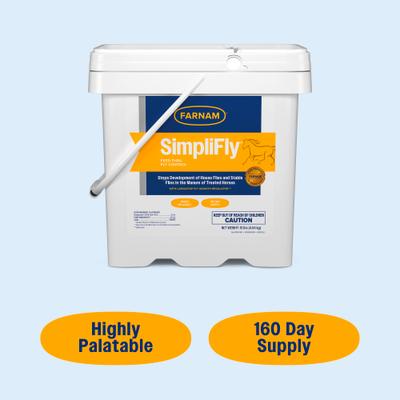 Show full view: Farnam SimpliFly Feed-Thru Fly Control Pellets Horse Supplement, 10-lb bucket slide 6 of 12