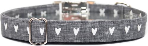 Show full view: Zaley Designs Gray Hearts Adjustable Cotton Dog Collar, X-Small slide 2 of 4
