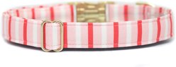 Zaley Designs Pink/Red/White Stripes Adjustable Cotton Dog Collar, Large slide 2 of 4