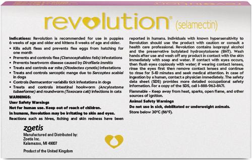 Show full view: Revolution Topical Solution for Kittens & Puppies, under 5 lbs, (Mauve Box), 12 Doses (12-mos. supply) slide 2 of 11