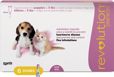 Revolution Topical Solution for Kittens & Puppies, under 5 lbs, (Mauve Box), 6 Doses (6-mos. supply)