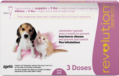Revolution Topical Solution for Kittens & Puppies, under 5 lbs, (Mauve Box), 3 Doses (3-mos. supply)
