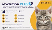 Revolution Plus Topical Solution for Cats, 2.8-5.5 lbs, (Gold Box), 6 Doses (6-mos. supply)