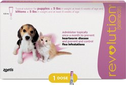 Revolution Topical Solution for Puppies & Kittens, Up To 5 lbs (Mauve Box), 1 Dose (1-mo. supply)