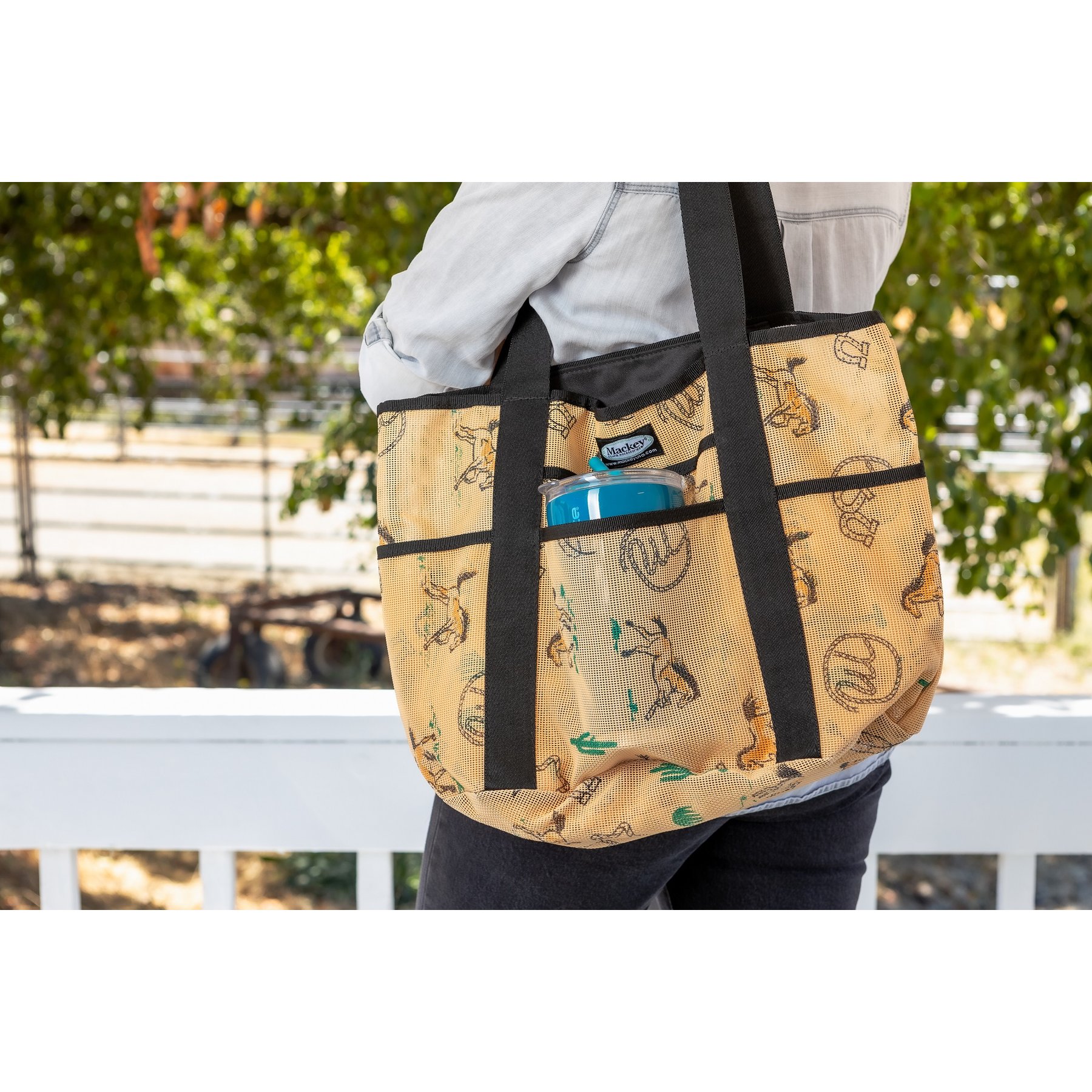 Mackey Equine Accessories Southwest Personal Tote, Tan Multicolor, 19 x 13-in