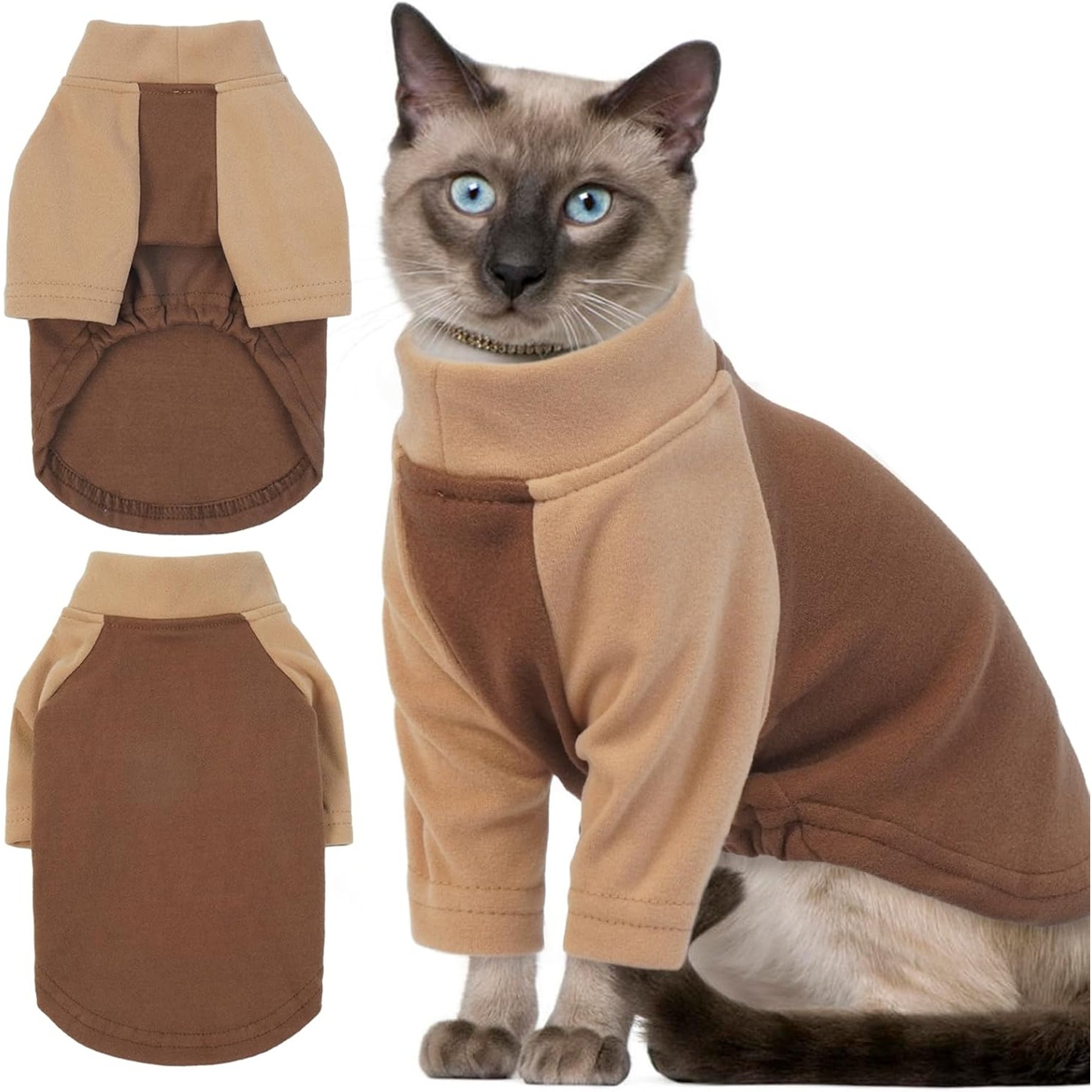 NANAKI Soft Cat Pajamas with Sleeves, Brown, X-Large