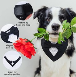 NANAKI Dog Tuxedo, Formal Wedding Bandana Collar with Bow Tie, Black, Large slide 2 of 7