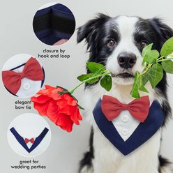 NANAKI Dog Tuxedo, Formal Wedding Bandana Collar with Bow Tie, Blue, Large slide 2 of 7