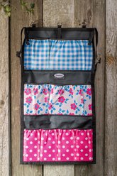 Mackey Equine Accessories Modern Vintage Hanging Tack Organizer, Pink Turq, 24 x 23-in