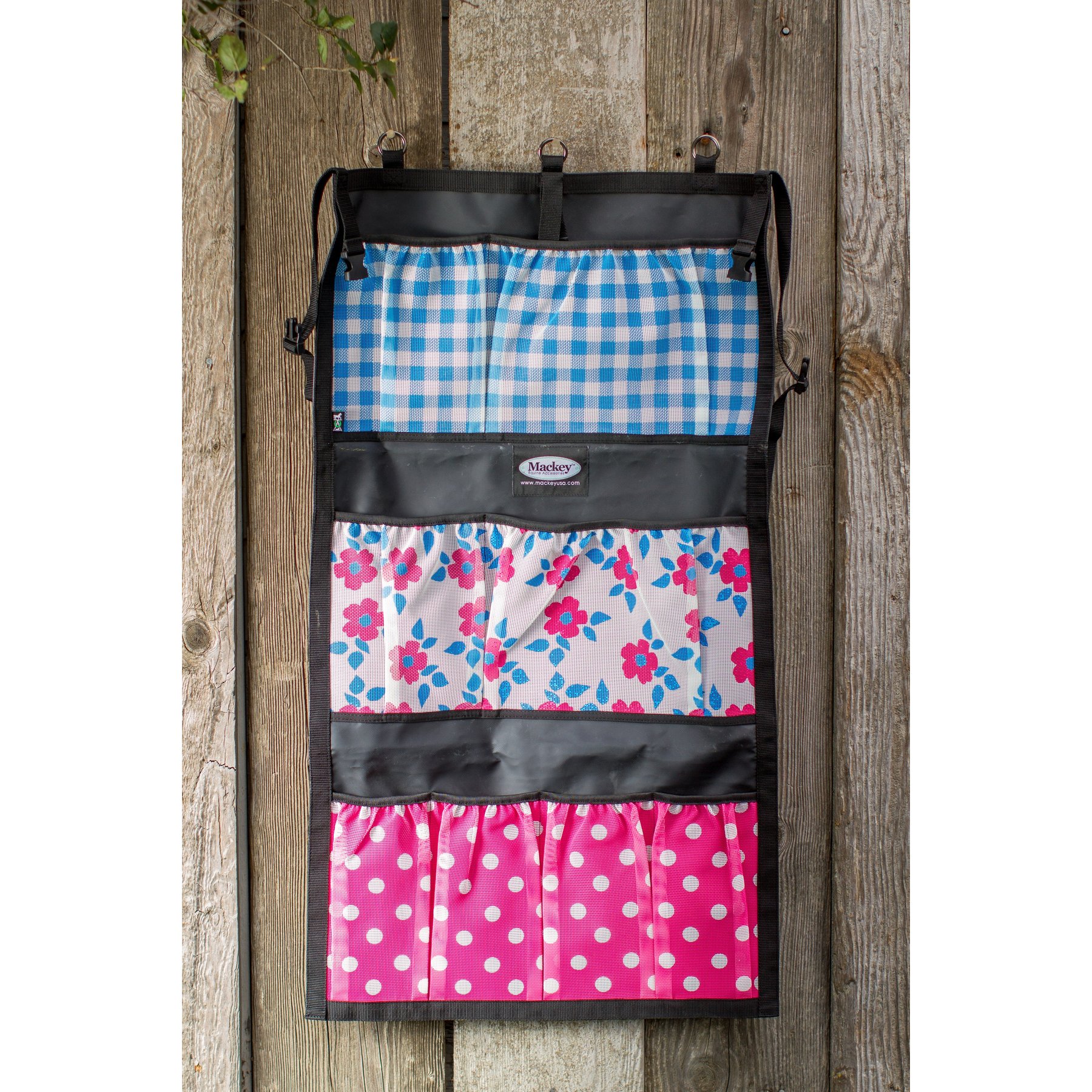 Mackey Equine Accessories Modern Vintage Hanging Tack Organizer, Pink Turq, 24 x 23-in