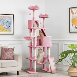 Yaheetech 82.5-in Multi-Level Tree Condo with 2 Foam Edge Perches Cat Tree, Large, Pink slide 1 of 7
