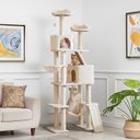 Yaheetech 82.5-in Multi-Level Tree Condo with 2 Foam Edge Perches Cat Tree, Large, Beige
