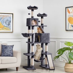 Yaheetech 82.5-in Multi-Level Tree Condo with 2 Foam Edge Perches Cat Tree, Large, Dark Gray