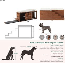 Zeus & Ruta Luxury Wooden Furniture Style Sliding Barn Door & Padded Seat Dog Crate, Walnut Brown/Black slide 2 of 6