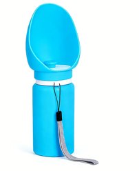 Decflow Portable Leak-Proof Travel Water Dispenser with Lanyard Dog Water Bottle, Blue, 18.5-fl oz