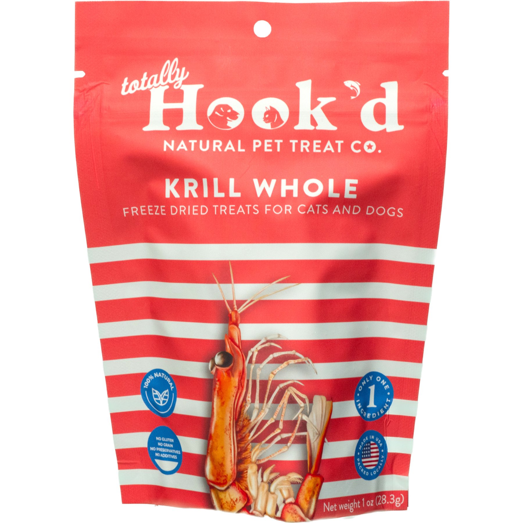 Totally Hook'd Krill Freeze-Dried Dog & Cat Treats, 1-oz bag