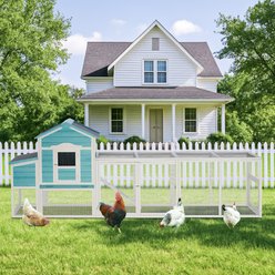 Yafylly Wooden All-Weather Asphalt Roof Chicken Coop with Nesting Box & Sliding Tray, Blue, Large