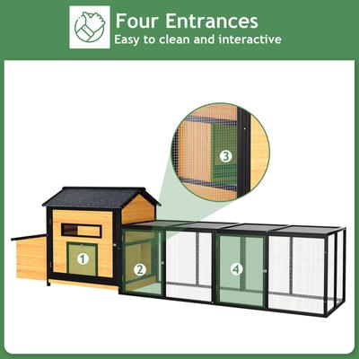 Show full view: Yafylly Outdoor Wooden Chicken Coop with Nesting Box, Large: 118-in, Black/Gold slide 4 of 7