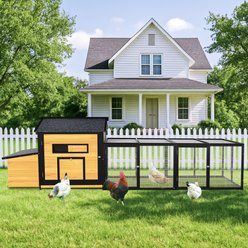 Yafylly Outdoor Wooden Chicken Coop with Nesting Box, Large: 118-in, Black/Gold