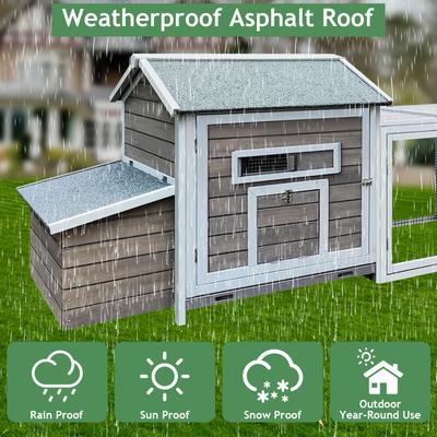 Show full view: Yafylly Outdoor Wooden Chicken Coop with Nesting Box, Large: 118-in, Gray slide 8 of 8