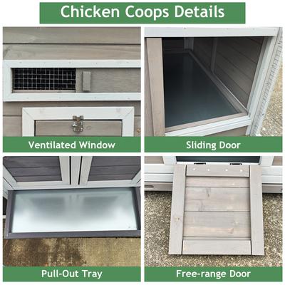 Show full view: Yafylly Outdoor Wooden Chicken Coop with Nesting Box, Large: 118-in, Gray slide 7 of 8