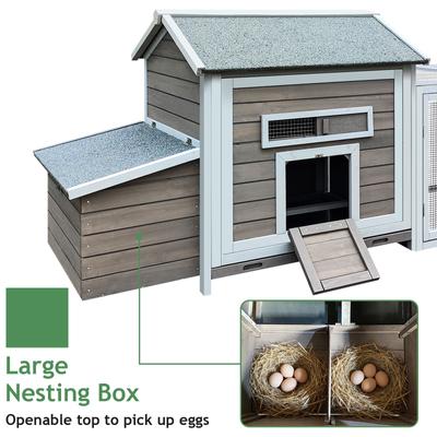 Show full view: Yafylly Outdoor Wooden Chicken Coop with Nesting Box, Large: 118-in, Gray slide 6 of 8