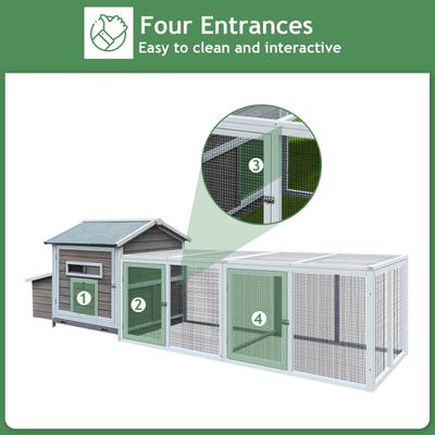Show full view: Yafylly Outdoor Wooden Chicken Coop with Nesting Box, Large: 118-in, Gray slide 4 of 8