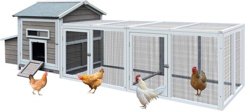 Show full view: Yafylly Outdoor Wooden Chicken Coop with Nesting Box, Large: 118-in, Gray slide 2 of 8