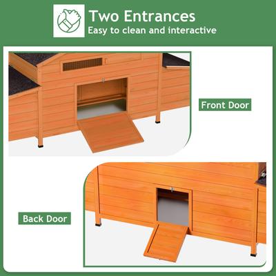 Show full view: Yafylly Outdoor Wooden Chicken Coop with 2 Free-Range Doors, Nesting Boxes & Perch, Large, Brick Red slide 4 of 7