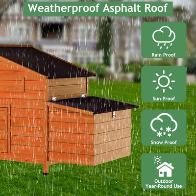 Show full view: Yafylly Outdoor Wooden Chicken Coop with 2 Free-Range Doors, Nesting Boxes & Perch, Large, Brick Red slide 7 of 7