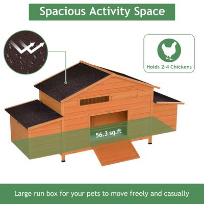 Show full view: Yafylly Outdoor Wooden Chicken Coop with 2 Free-Range Doors, Nesting Boxes & Perch, Large, Brick Red slide 5 of 7
