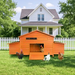 Yafylly Outdoor Wooden Chicken Coop with 2 Free-Range Doors, Nesting Boxes & Perch, Large, Brick Red