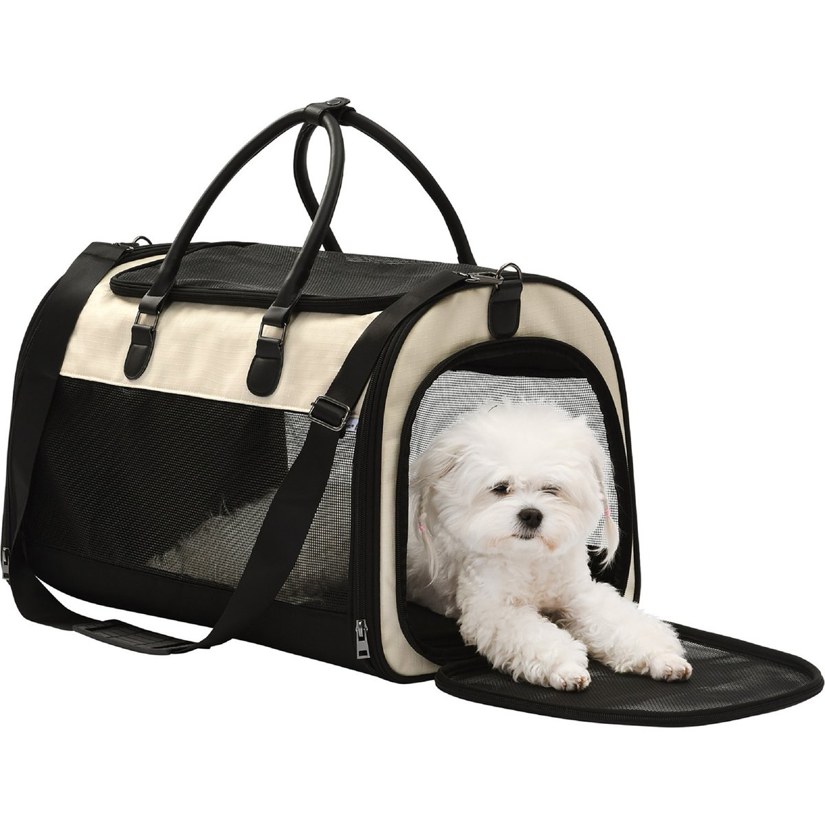 Pet Marvel Soft-Sided Sling Dog & Cat Travel Carrier Bag, Large, Beige