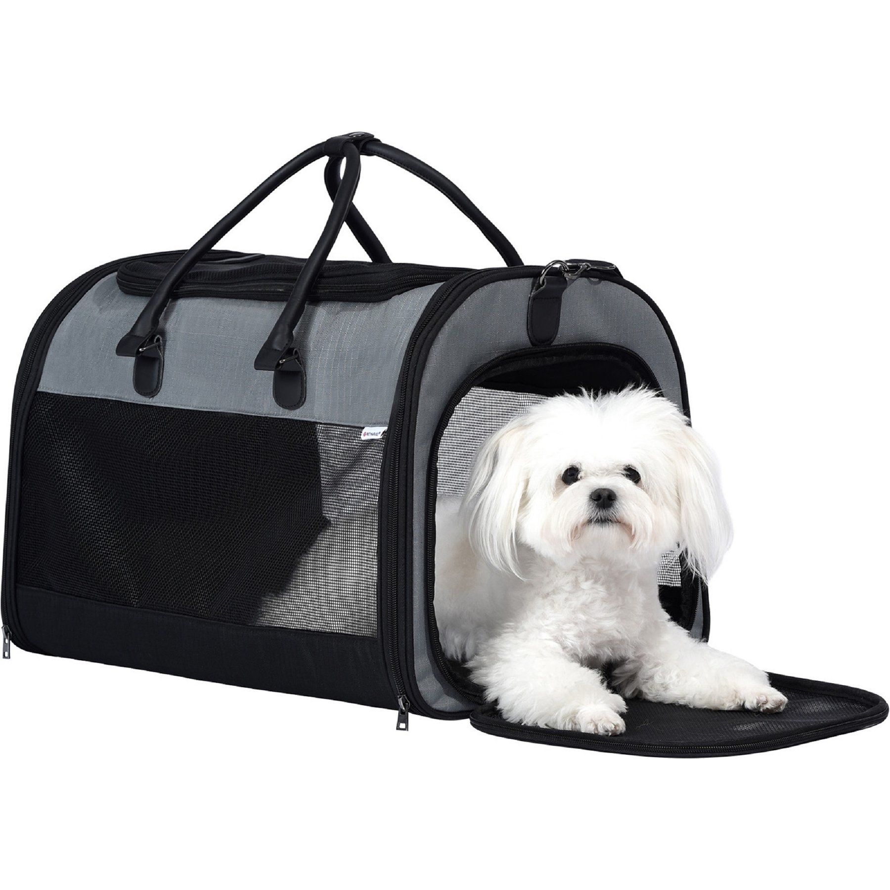 Pet Marvel Soft-Sided Sling Dog & Cat Travel Carrier Bag, Large, Grey
