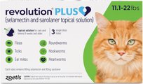 Revolution Plus Topical Solution for Cats, 11.1-22 lbs, (Green Box), 3 Doses (3-mos. supply)