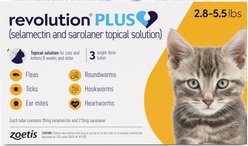 Revolution Plus Topical Solution for Cats, 2.8-5.5 lbs, (Gold Box), 3 Doses (3-mos. supply)