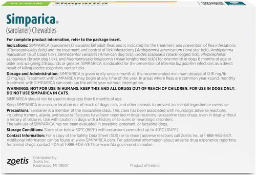 Show full view: Simparica Chewable Tablet for Dogs, 44.1-88 lbs, (Green Box), 12 Chewable Tablets (12-mos. supply) slide 2 of 12